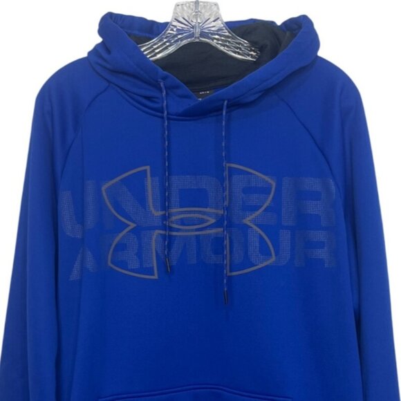 Under Armour ColdGear Hoodie Sweatshirt Mens Large Blue Fleece Lined - Picture 4 of 11